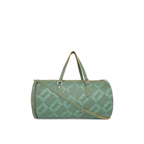 Green Printed Leather Duffel Bag