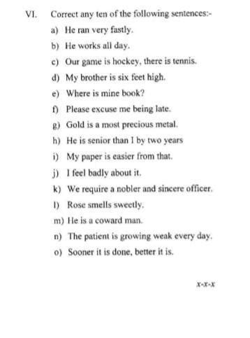 Correct Any 10 sentences - Brainly.in
