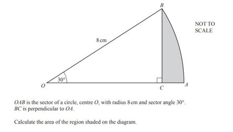 OAB is the sector of a circle center O with radius 8 and sector angle ...