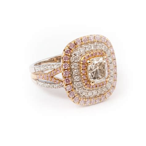 Radiant Cut White and Pink Diamond Ring - Paul Holmes Jewellery