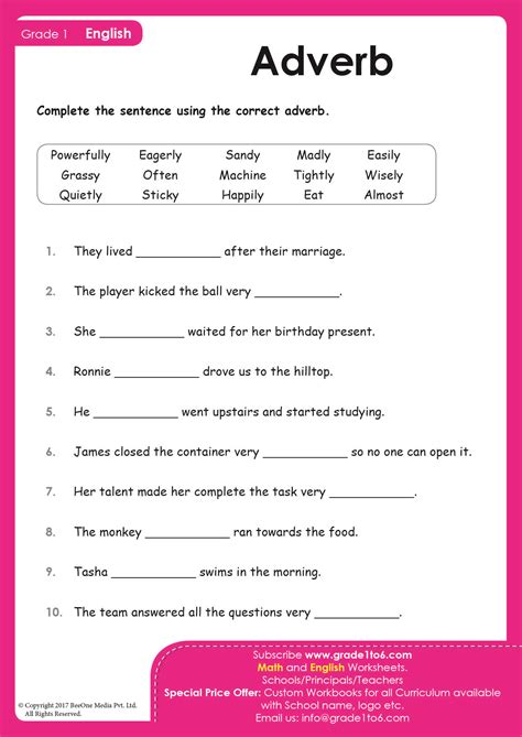 Adverb Worksheets Grade 1 | Adverbs worksheet, Time worksheets, Adverbs