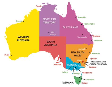 澳大利亚行政区划图，澳洲地图 | ChinaTires.org