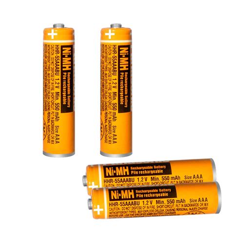 4 Pack HHR-55AAABU NI-MH Rechargeable Battery 1.2V 550mAh AAA Battery ...