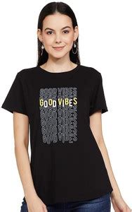 PD CLORI Printed Women Round Neck Black T-Shirt - Buy PD CLORI Printed ...