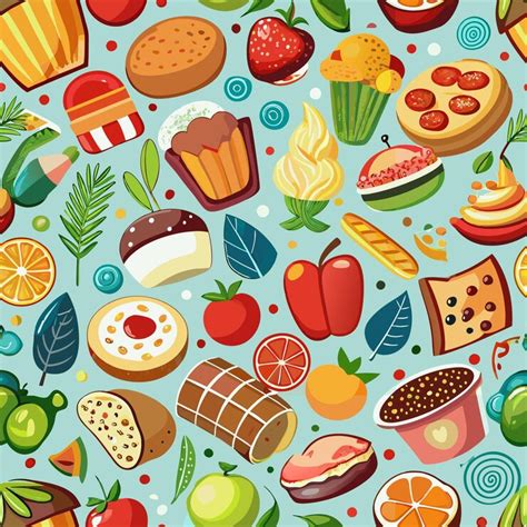 Watercolor food pattern vector art graphics | Premium AI-generated vector