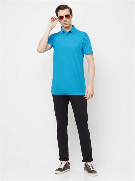 Dryfit textured sports & golf tshirt for men - Scuba BlueTRUEREVO™