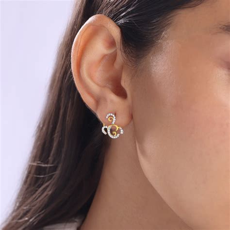 Floral Swirl Gold & Diamond Stud Earrings