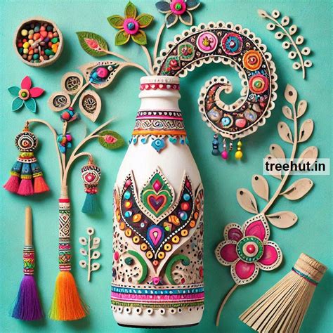 Indian Folk Art Bottle Decoration Ideas, Bottle Craft Ideas