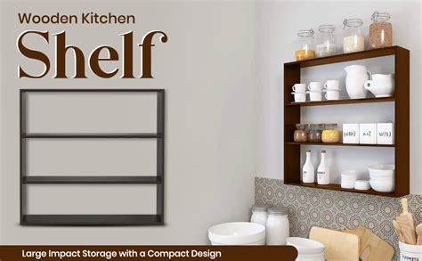 FireBees Wooden Kitchen Organizer Rack – Wall Mounted Kitchen Rack for ...