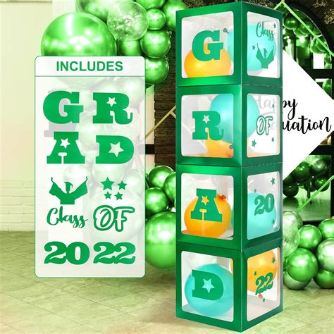 Buy Green Graduation Balloon Boxes Decorations - Green Balloon Boxes, 4 ...
