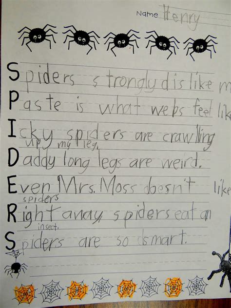 Spider Acrostic Poems – Patties Classroom