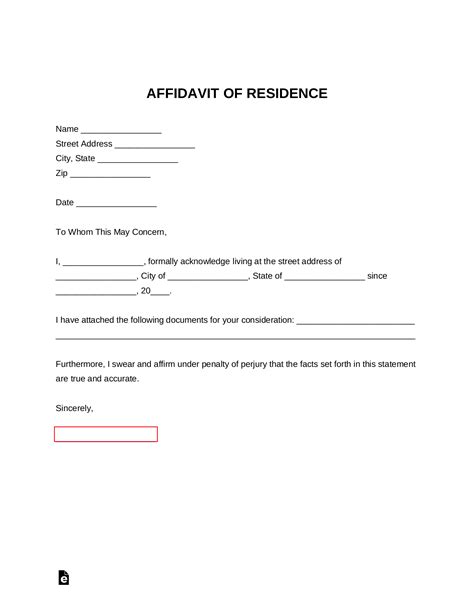 Free Proof of Residency Letter (Affidavit of Residence) - PDF | Word ...