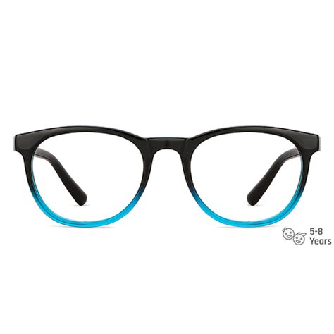 Buy Kids Glasses: Blue Transparent Black Full Rim Round Kids 5-8 yrs ...