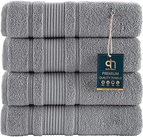 Qute Home Towels 100% Turkish Cotton Gray Bath Towels Set | Super Soft ...