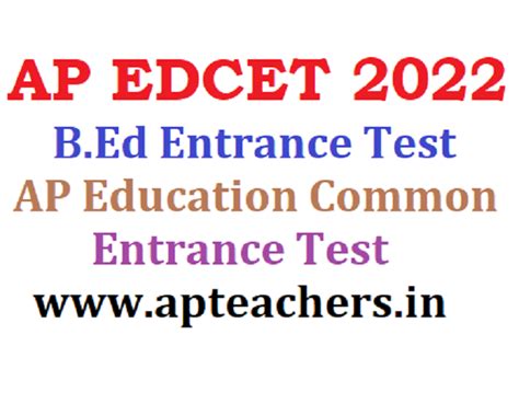 APEDCET 2022 AP Education Common Entrance Test B.Ed Entrance Test 2022 ...