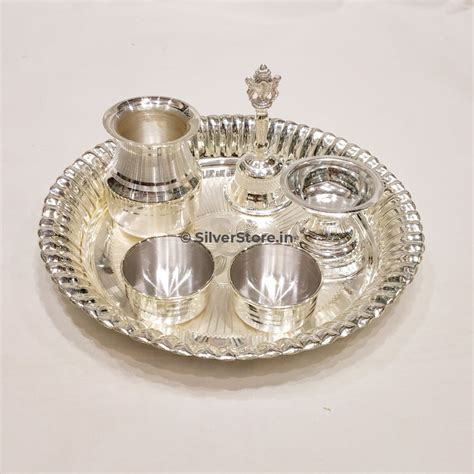 Silver Pooja thali - pack of 6 items – SilverStore.in