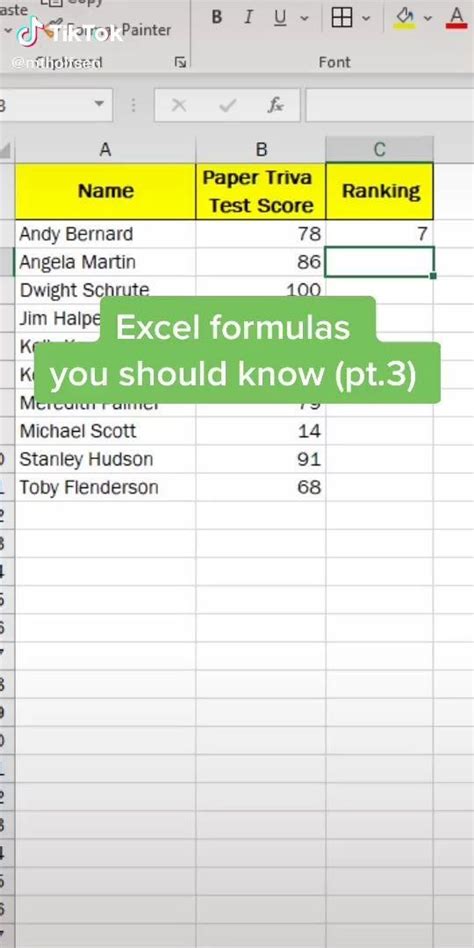 Image result for Rank Formula Excel