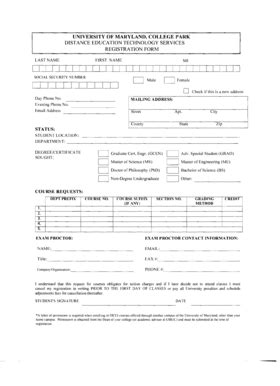 Fillable Online enme umd Distance Education Registation Form - enme umd ...