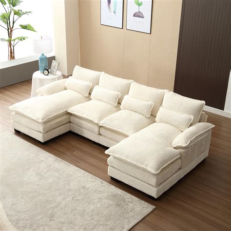 U Shaped Modular Sectional Sofa 6 Deap Seats Corne, Oversized ...