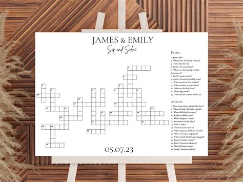 Custom Wedding Crossword Puzzle Large Sip and Solve Crossword - Etsy UK