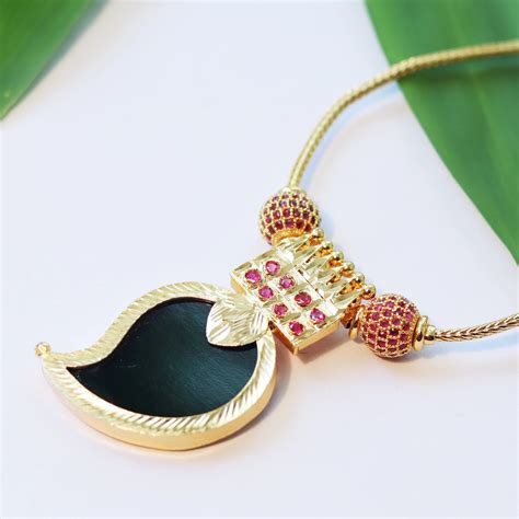 Mango Palakka Necklace - Green Gold Plated Kerala – Culturati