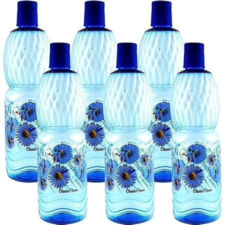 PEARLPET Zing Plastic Fridge Water Bottle Round, 1 Litre, Set of 6 ...