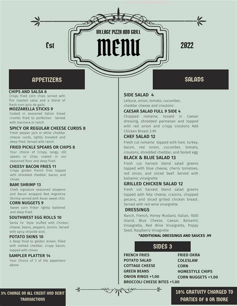 Online Menu of Village Pizza and Grill Restaurant, Galatia, Illinois ...
