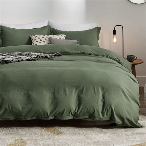 **SEE NOTES Bedsure Olive Green Duvet Cover Full Size - Washed Duvet ...