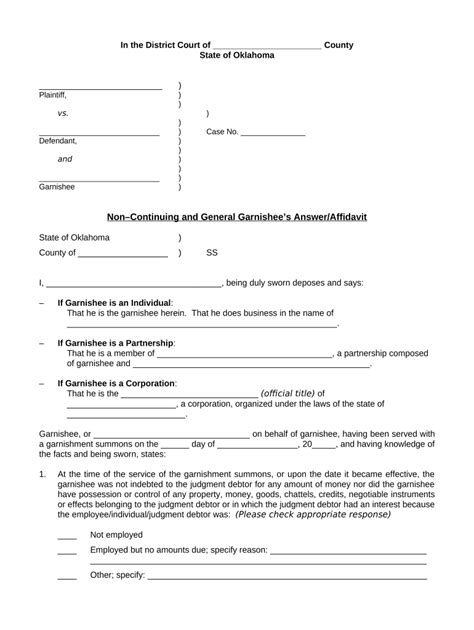 ok garnishee statement Doc Template | pdfFiller