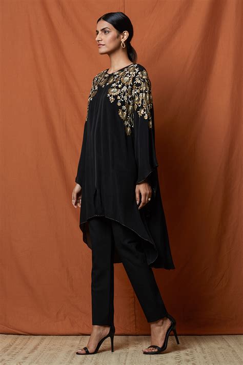 Fan Floral Asymmetrical Tunic – Namrata Joshipura Online