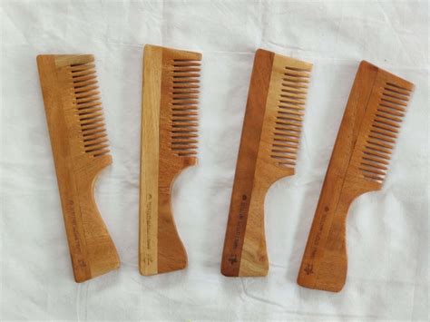 Buy Sustainable Neem Wood Comb - Wide Teeth with Handle - Detangling ...