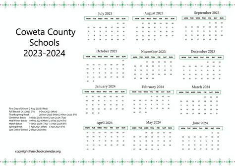 Coweta County Public Schools Calendar - US School Calendar