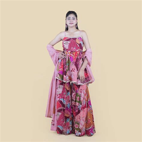 Peplum Style Short Kurti with Flared sharara – vastrachowk