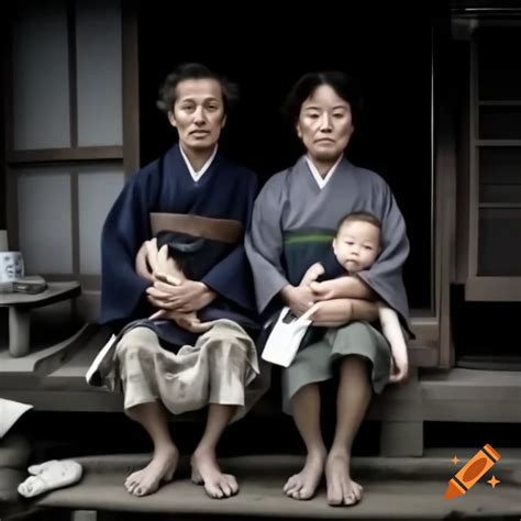 Japanese family of three in a modest setting on Craiyon