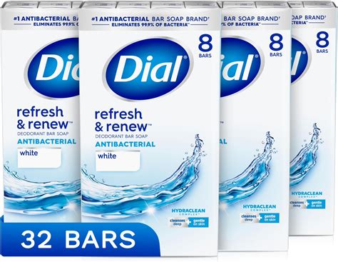 Amazon.com : Dial Antibacterial Bar Soap, Refresh & Renew, White, 4 oz ...