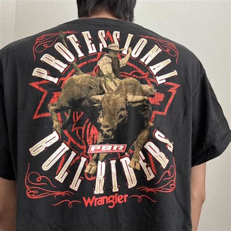 Vintage Wrangler 2000s Graphics Black Tee Shirt that... - Depop