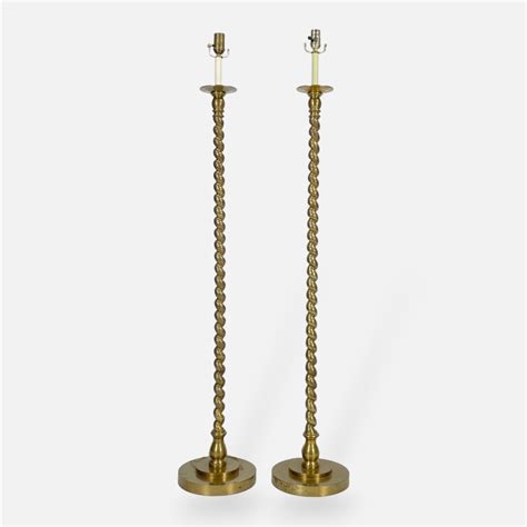 Pair Contemporary 20thc. Barley-twist Turned Brass Visual Comfort Floor ...