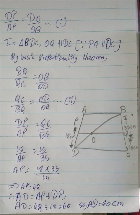 ABCD is a trapezium in which AB|| DC and P, Q are points on AD and BC ...