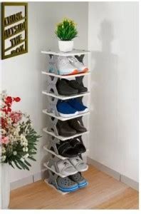 LBON 8 Layer Shoes Stand, Plastic Adjustable Shoe Rack, Folding Shoe ...