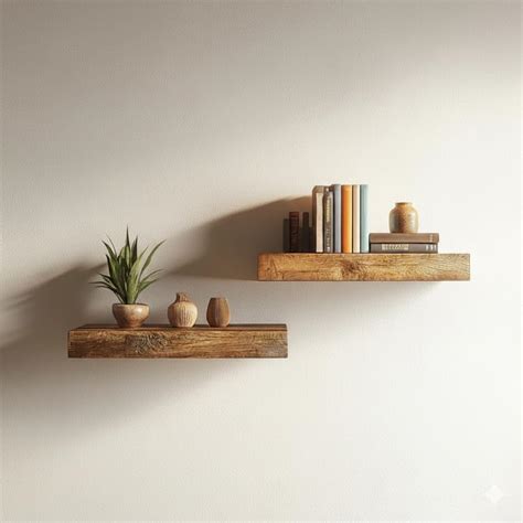 HIURYD Solid Wood Floating Wall Shelves Set of | Rustic Wooden Display ...