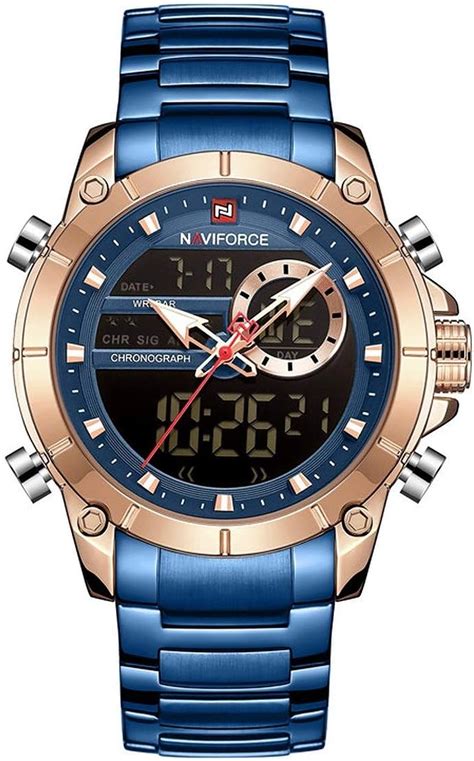 NAVIFORCE Men's Military Sport Wrist Watch Quartz Steel Water-Resistant ...