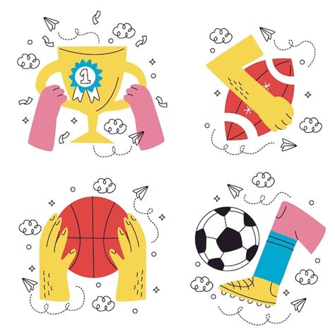 Collection of fun sports stickers | Free Vector