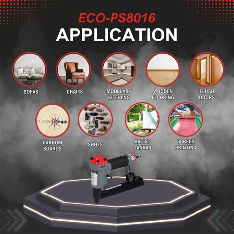 KAYMO ECO-PS8016 80 Pneumatic Stapler Gun Series 6-16mm Grey with Black