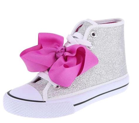 Buy JoJo Siwa Bow Sneaker High Top Silver Glitter Shoe For Girls Shoe ...