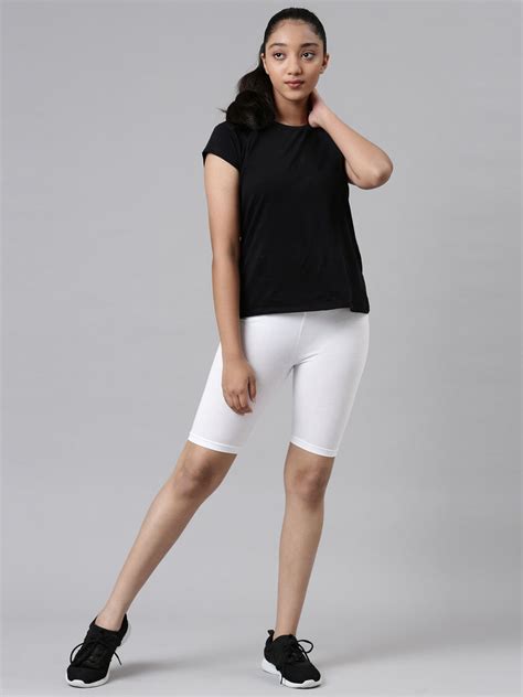 Girls Solid White Cycling Shorts