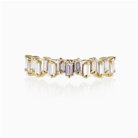 Lab-grown Emerald Cut Diamond Anniversary Band, 18k Yellow G