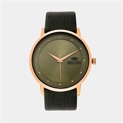 Men Quartz Green Dial Analog Leather Watch 8004T-L3314 – Mont Neo