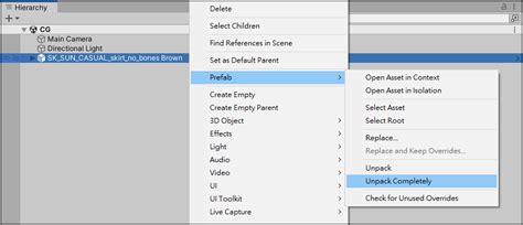 Rezultat imagine pentru How to Unpack Prefab Unity