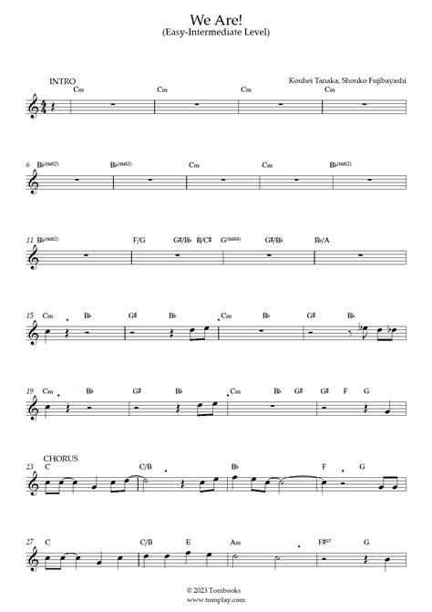 One Piece - We Are! (niveau facile/intermédiaire, sax alto) (Hiroshi ...