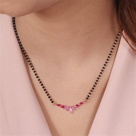 Elegant Leafy Embrace Rose Gold Plated 925 Sterling Silver Mangalsutra ...